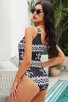 Geometric Lace-Up One-Piece Swimsuit - Guy Christopher