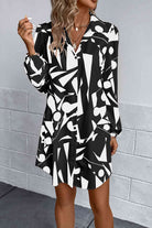 Geometric Long Sleeve Shirt Dress - Guy Christopher