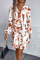 Geometric Long Sleeve Shirt Dress - Guy Christopher