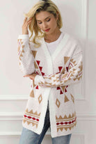 Geometric Open Front Long Sleeve Cardigan - Guy Christopher