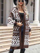 Geometric Open Front Longline Cardigan - Guy Christopher