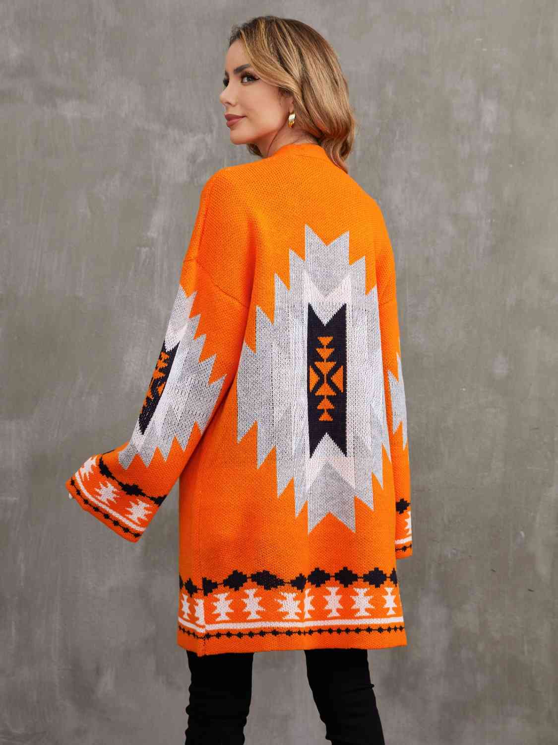 Geometric Open Front Longline Cardigan - Guy Christopher