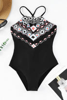 Geometric Print Tie Back One-Piece Swimsuit - Guy Christopher