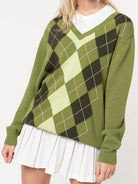 Geometric V-Neck Long Sleeve Sweater - Guy Christopher