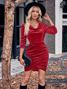 Glitter Ruched Cowl Neck Wrap Dress - Guy Christopher