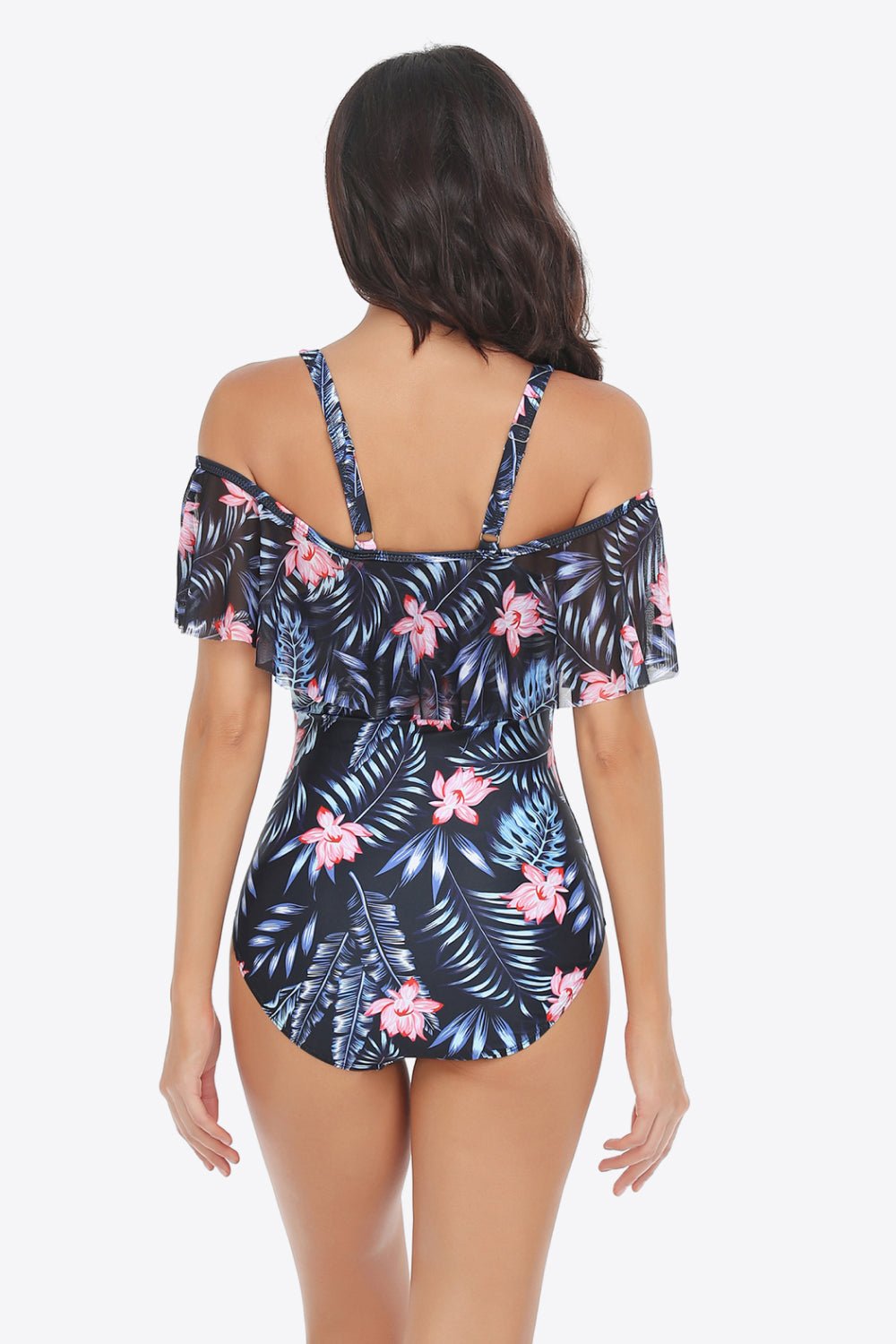 Goddess of Blooms - Unleash your Feminine Charm with our Botanical Print Cold-Shoulder Layered Swimsuit - Indulge in Elegance and Comfort. - Guy Christopher