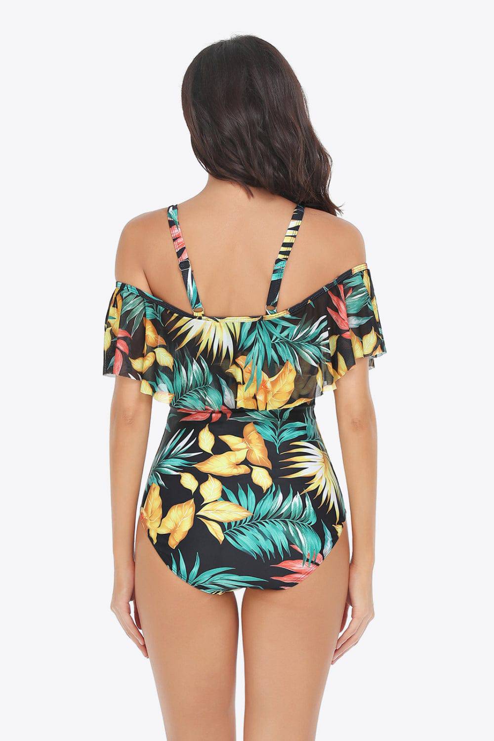 Goddess of Blooms - Unleash your Feminine Charm with our Botanical Print Cold-Shoulder Layered Swimsuit - Indulge in Elegance and Comfort. - Guy Christopher