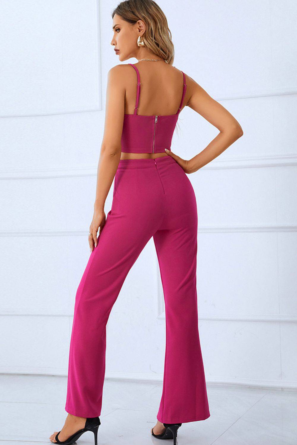 Goddess of Elegance - Adorn Yourself in Pure Romance and Grace with our Sweetheart Neck Sports Cami and Slit Ankle Flare Pants Set - Embrace your Inner Confidence. - Guy Christopher