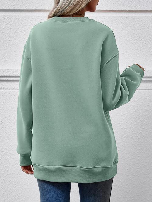 Graphic Round Neck Long Sleeve Sweatshirt - Guy Christopher