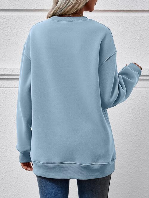 Graphic Round Neck Long Sleeve Sweatshirt - Guy Christopher