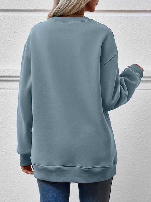 Graphic Round Neck Long Sleeve Sweatshirt - Guy Christopher