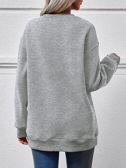 Graphic Round Neck Long Sleeve Sweatshirt - Guy Christopher