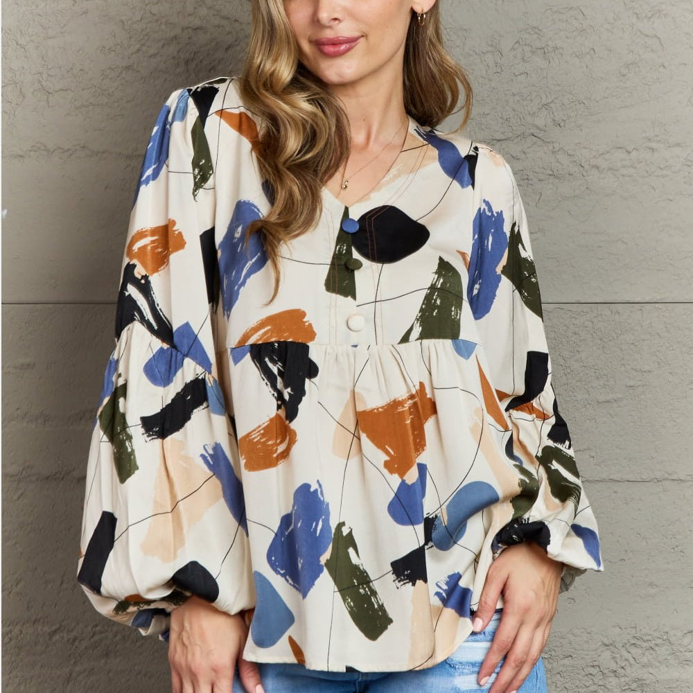 Hailey & Co Wishful Thinking Multi Colored Printed Blouse - Guy Christopher