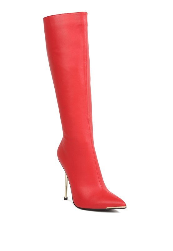 HALE Faux Leather Pointed Heel Calf Boots - Guy Christopher