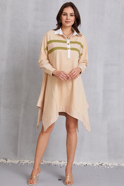 Half Button Handkerchief Hem Dress - Guy Christopher