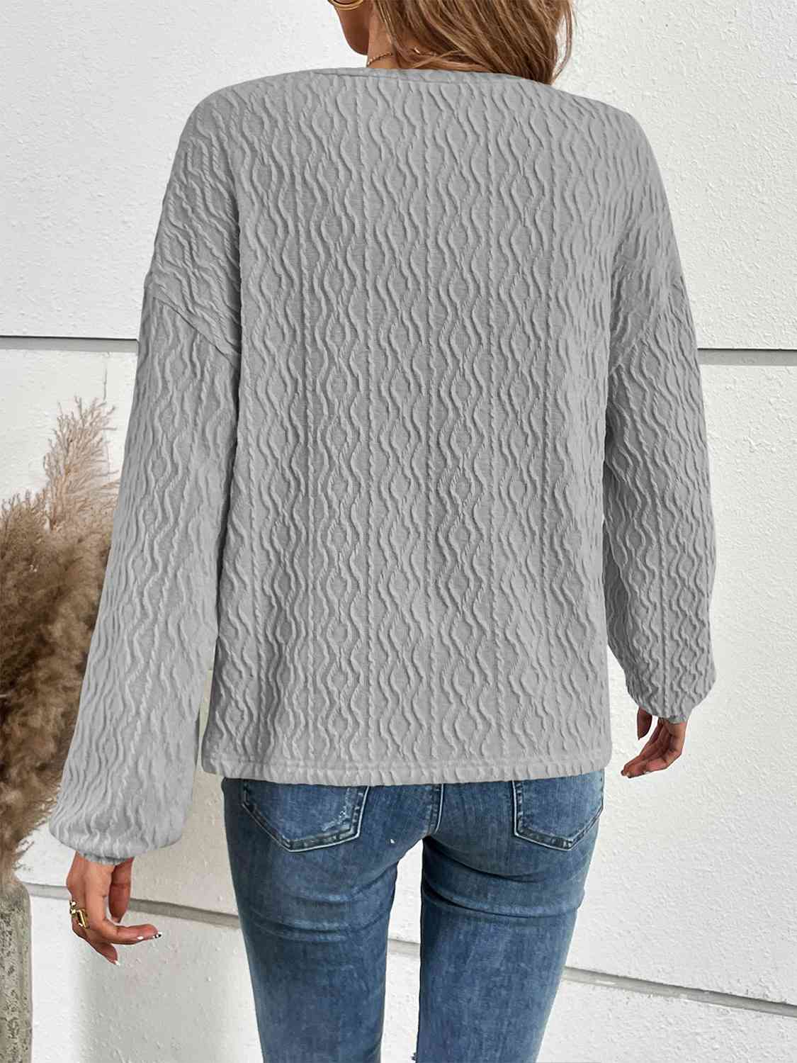 Half Button Long Sleeve Top - Guy Christopher