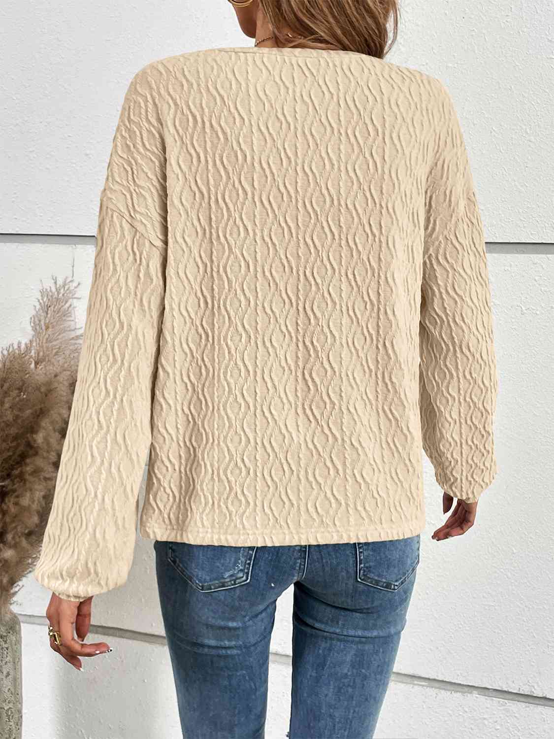 Half Button Long Sleeve Top - Guy Christopher
