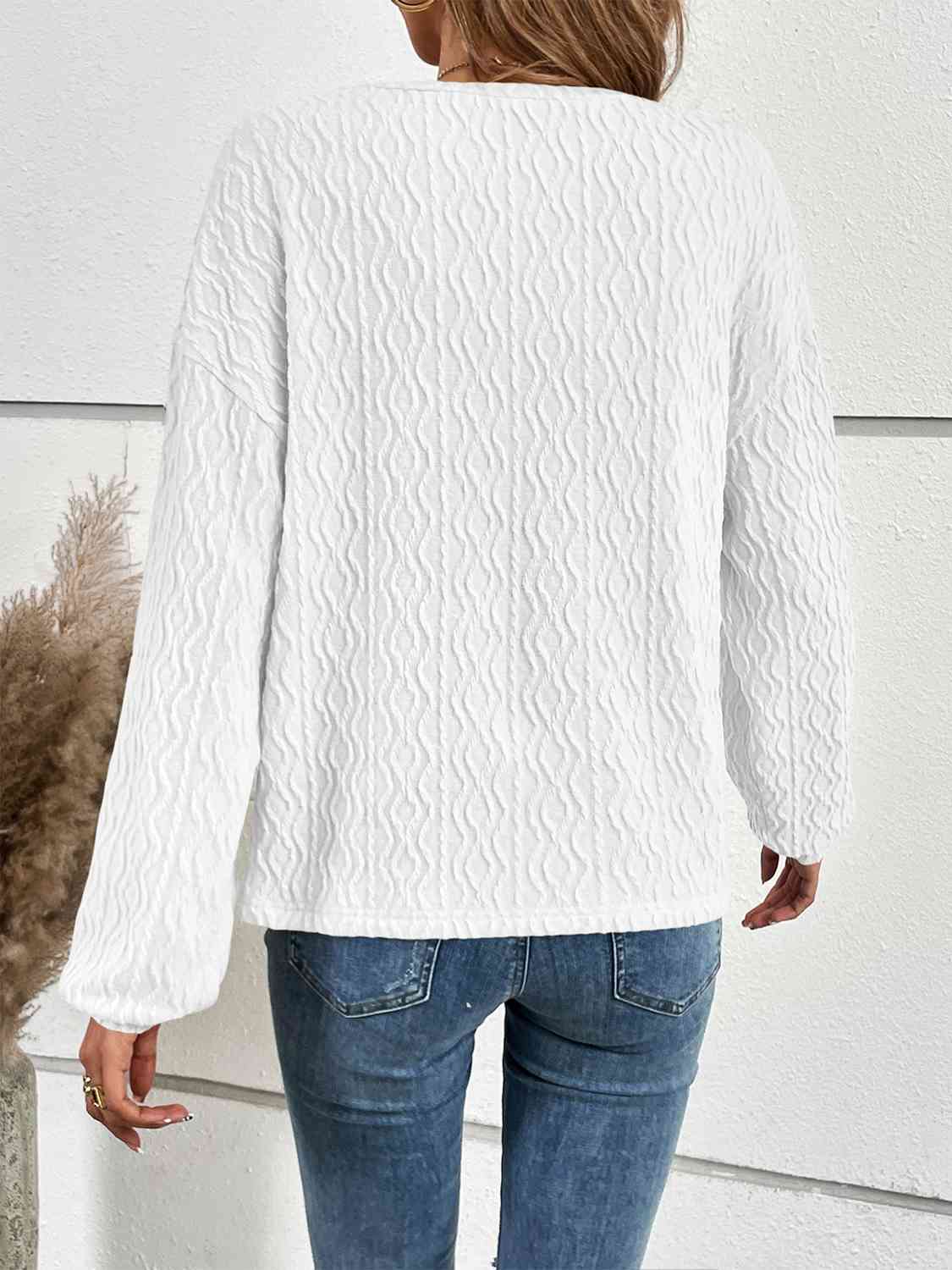 Half Button Long Sleeve Top - Guy Christopher