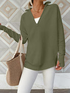 Half Zip Long Sleeve Knit Top - Guy Christopher