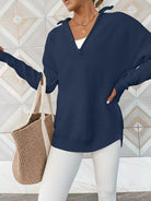 Half Zip Long Sleeve Knit Top - Guy Christopher