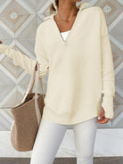 Half Zip Long Sleeve Knit Top - Guy Christopher