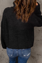 Half Zip Rib-Knit Dropped Shoulder Sweater - Guy Christopher