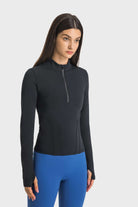 Half Zip Thumbhole Sleeve Sports Top - Guy Christopher