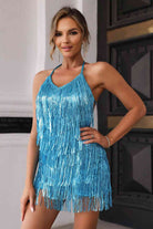 Halter Neck Backless Fringe Dress - Guy Christopher