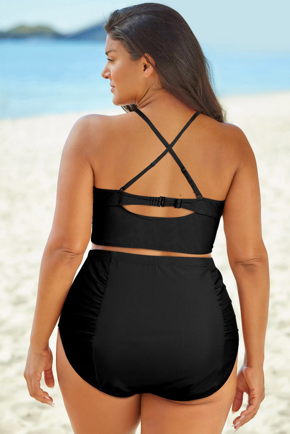 Halter Neck Crisscross Ruched Two-Piece Swimsuit - Guy Christopher