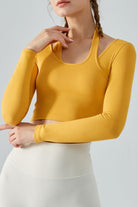 Halter Neck Long Sleeve Cropped Sports Top - Guy Christopher