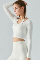 Halter Neck Long Sleeve Cropped Sports Top - Guy Christopher