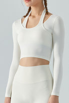 Halter Neck Long Sleeve Cropped Sports Top - Guy Christopher