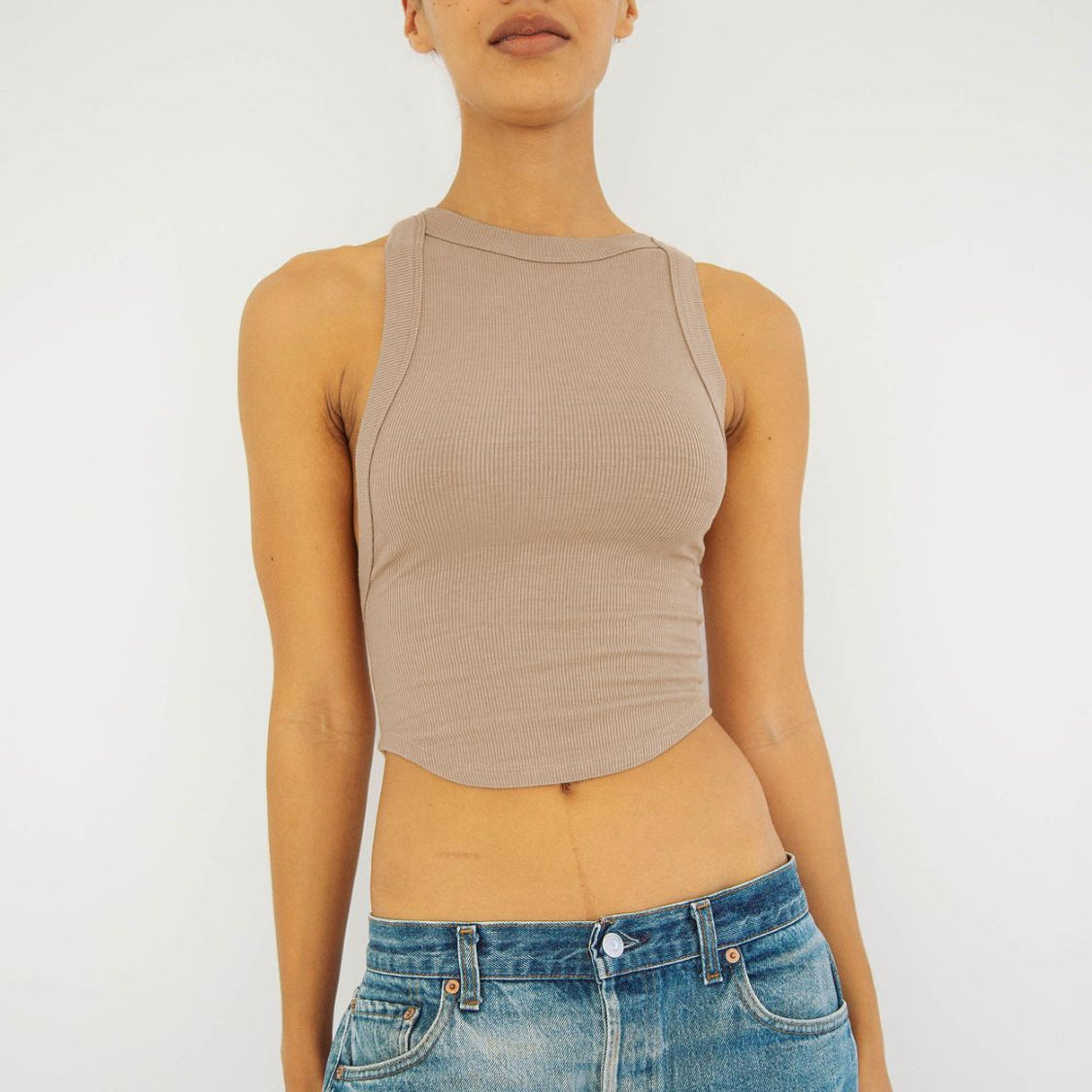 Halter Neck Ribbed Cropped Top - Guy Christopher