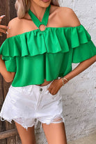 Halter Neck Ruffled Layered Blouse - Guy Christopher