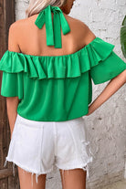 Halter Neck Ruffled Layered Blouse - Guy Christopher