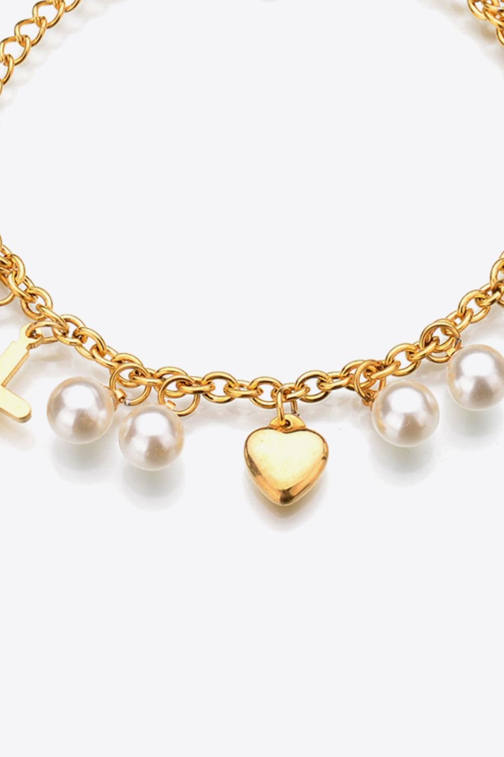 Heart Cross and Pearl Charm Stainless Steel Bracelet - Guy Christopher