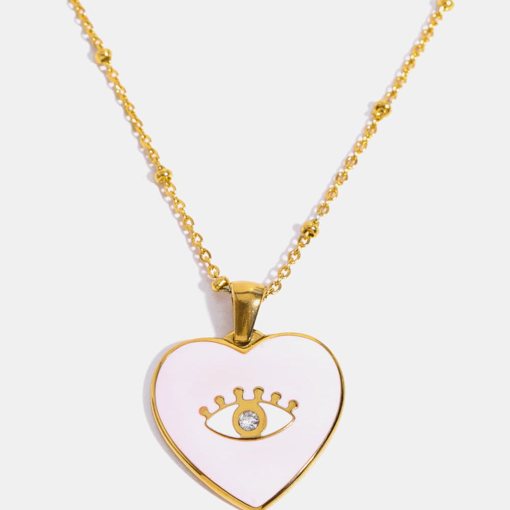 Heart & Evil Eye Shape 18K Gold Plated Pendant Necklace - Guy Christopher