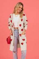 Heart Graphic Open Front Cardigan with Pockets - Guy Christopher