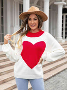 Heart Graphic Round Neck Sweater - Guy Christopher