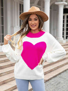 Heart Graphic Round Neck Sweater - Guy Christopher