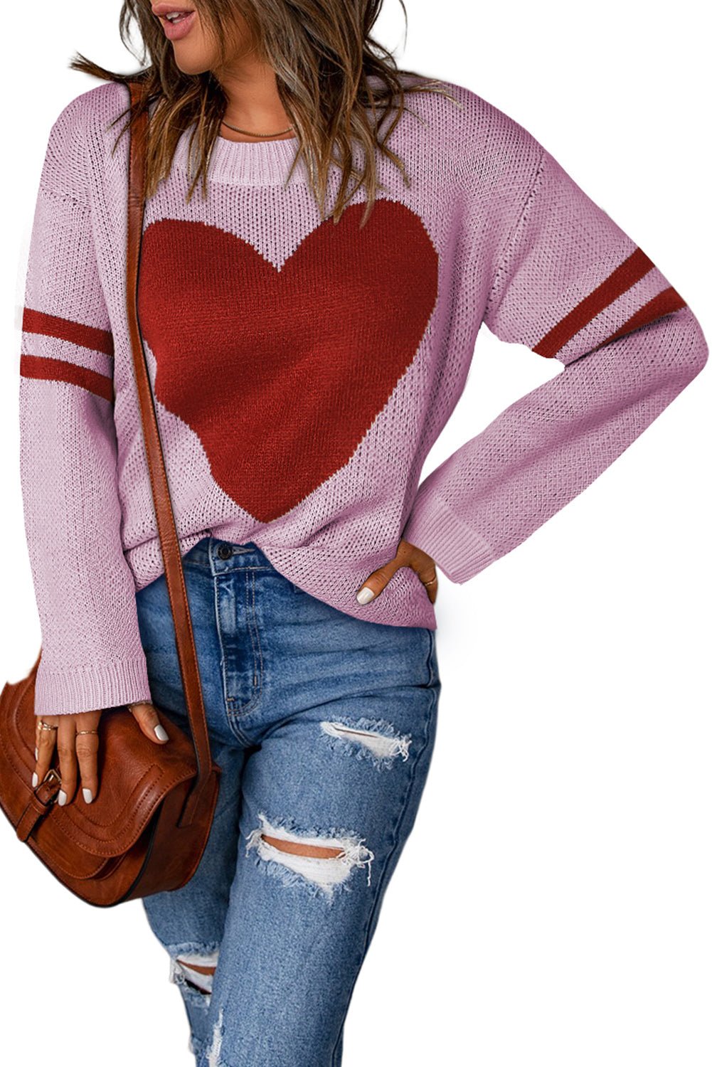 Heart Graphic Round Neck Sweater - Guy Christopher