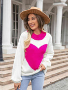 Heart Graphic Round Neck Sweater - Guy Christopher