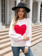 Heart Graphic Round Neck Sweater - Guy Christopher