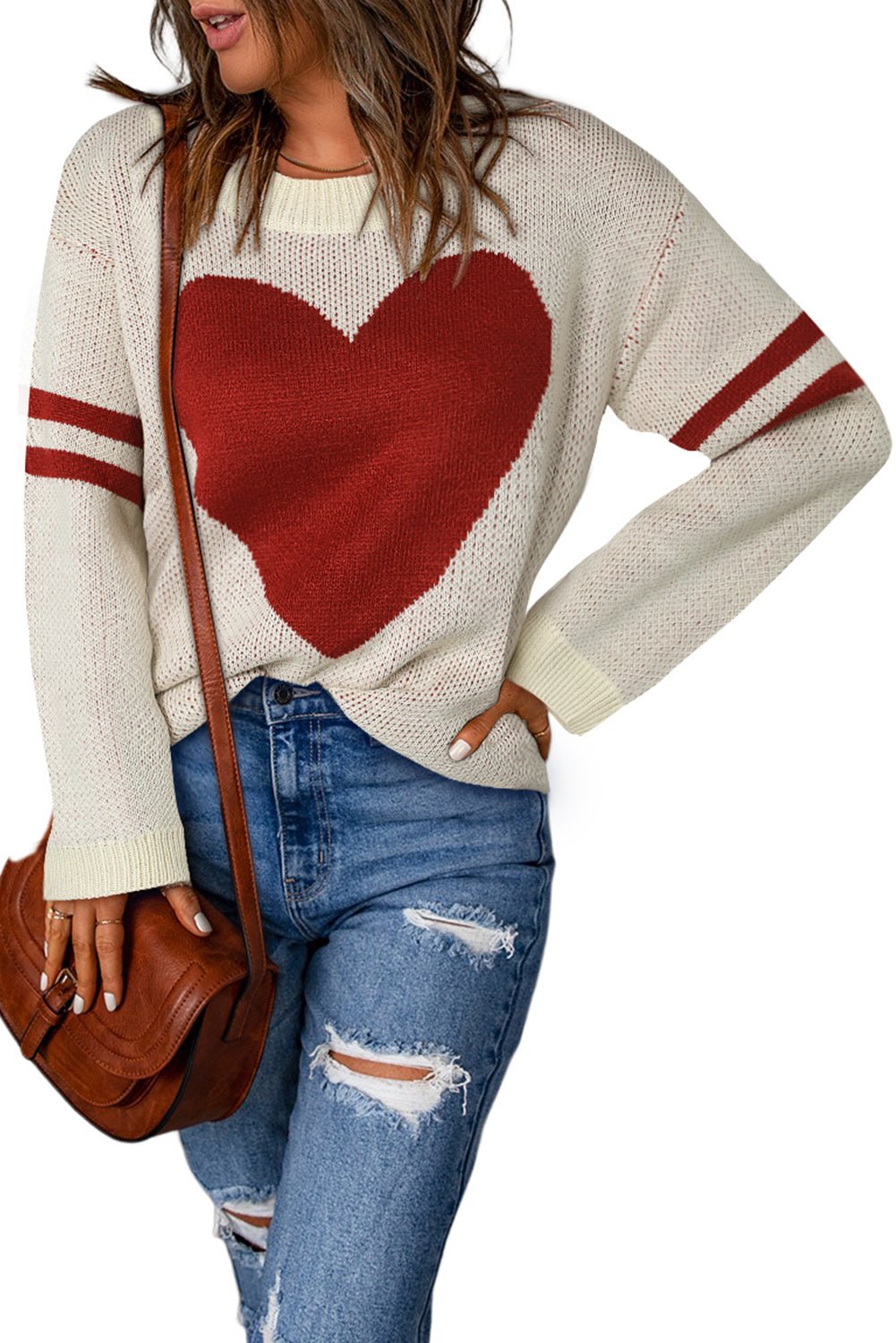 Heart Graphic Round Neck Sweater - Guy Christopher