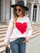 Heart Graphic Round Neck Sweater - Guy Christopher