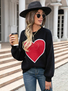 Heart Graphic Round Neck Sweater - Guy Christopher