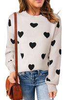 Heart Pattern Drop Shoulder Sweater - Guy Christopher