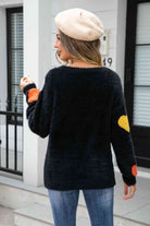 Heart Pattern Round Neck Long Sleeve Sweater - Guy Christopher