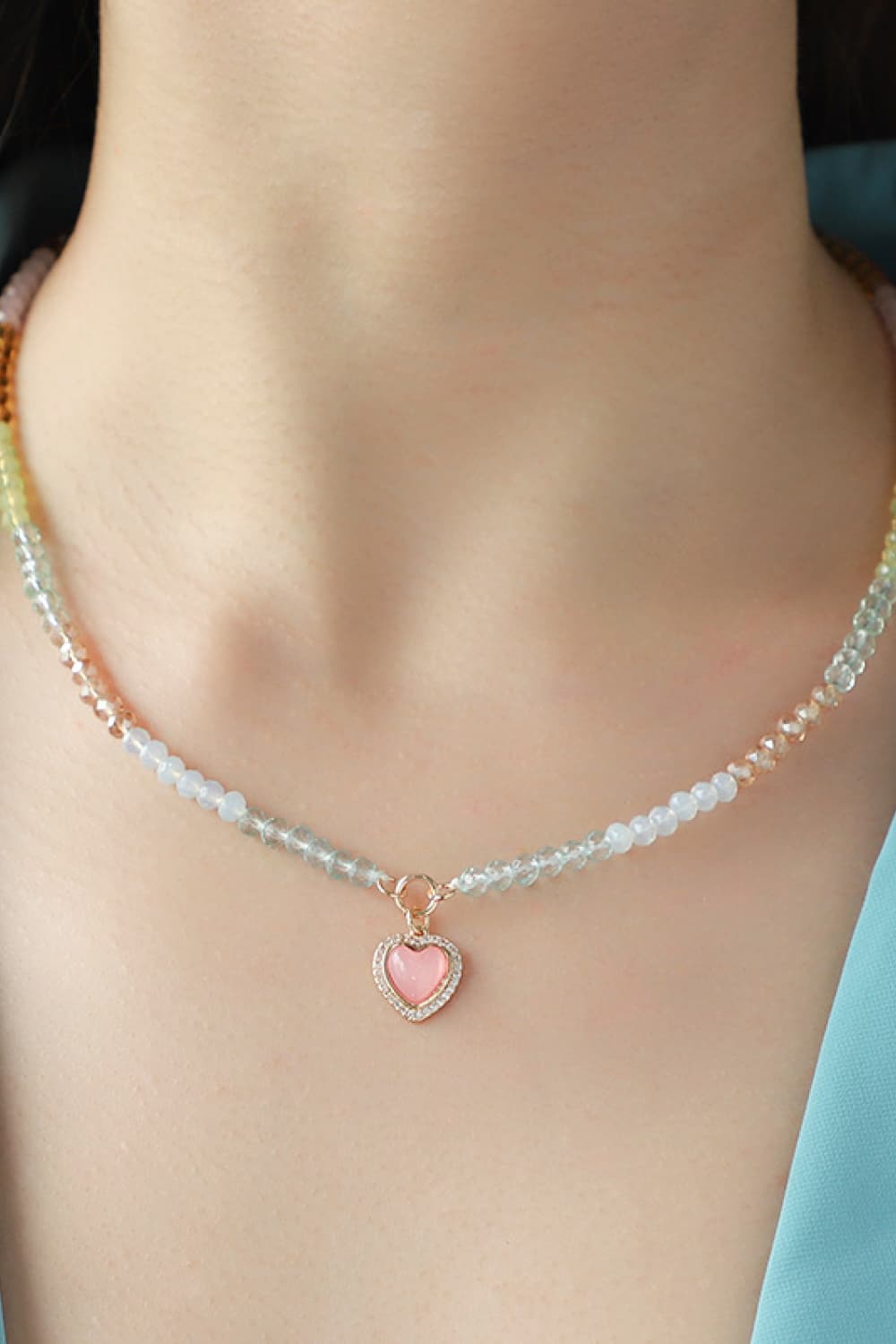 Heart Pendant Beaded Necklace - Fall in love with the stunning masterpiece that ignites a flame of passion within you - Wear it all day and cherish forever! - Guy Christopher