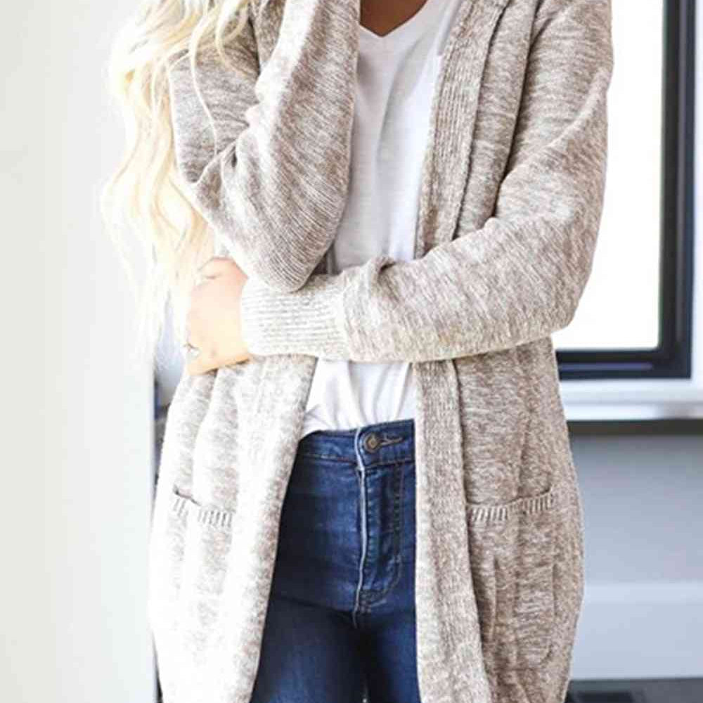 Heathered Open Front Cardigan with Pockets - Guy Christopher